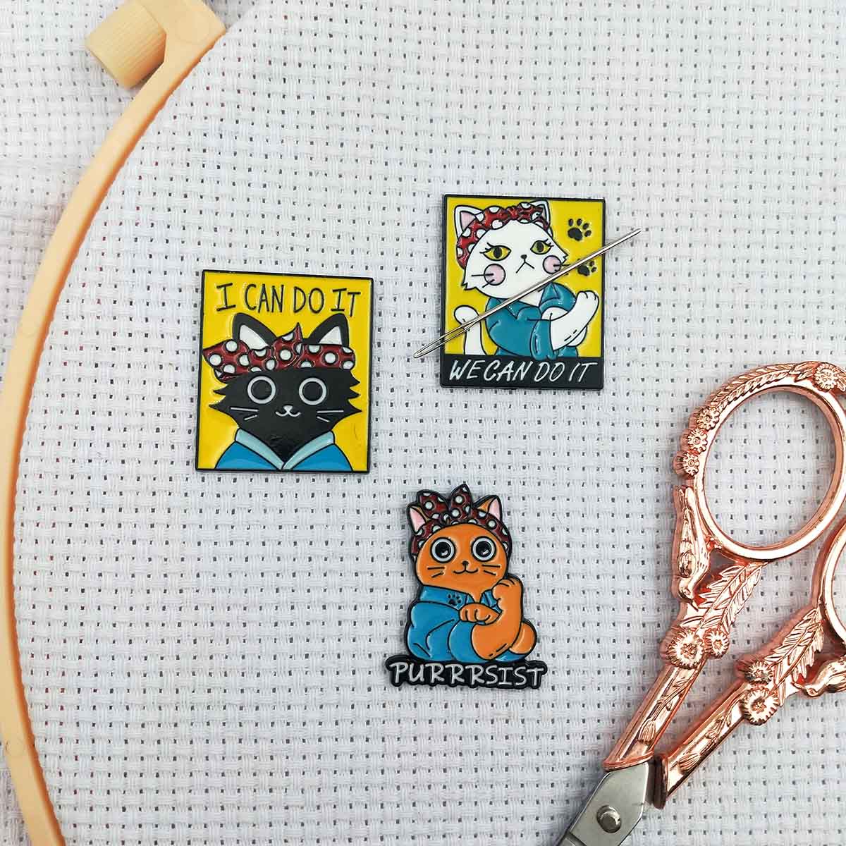 Needle Minder Magnet - Kreuzstich-Nadelhalter mit Magnet, Comic-Stil Katzen-Nadelhalter für