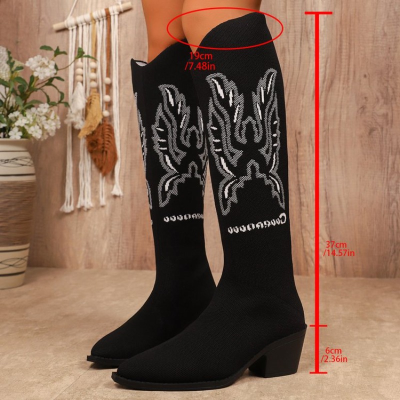Embroidery Fabric - 2026 Neue Retro-Stickerei Western-Stiefel mit Niedrigem