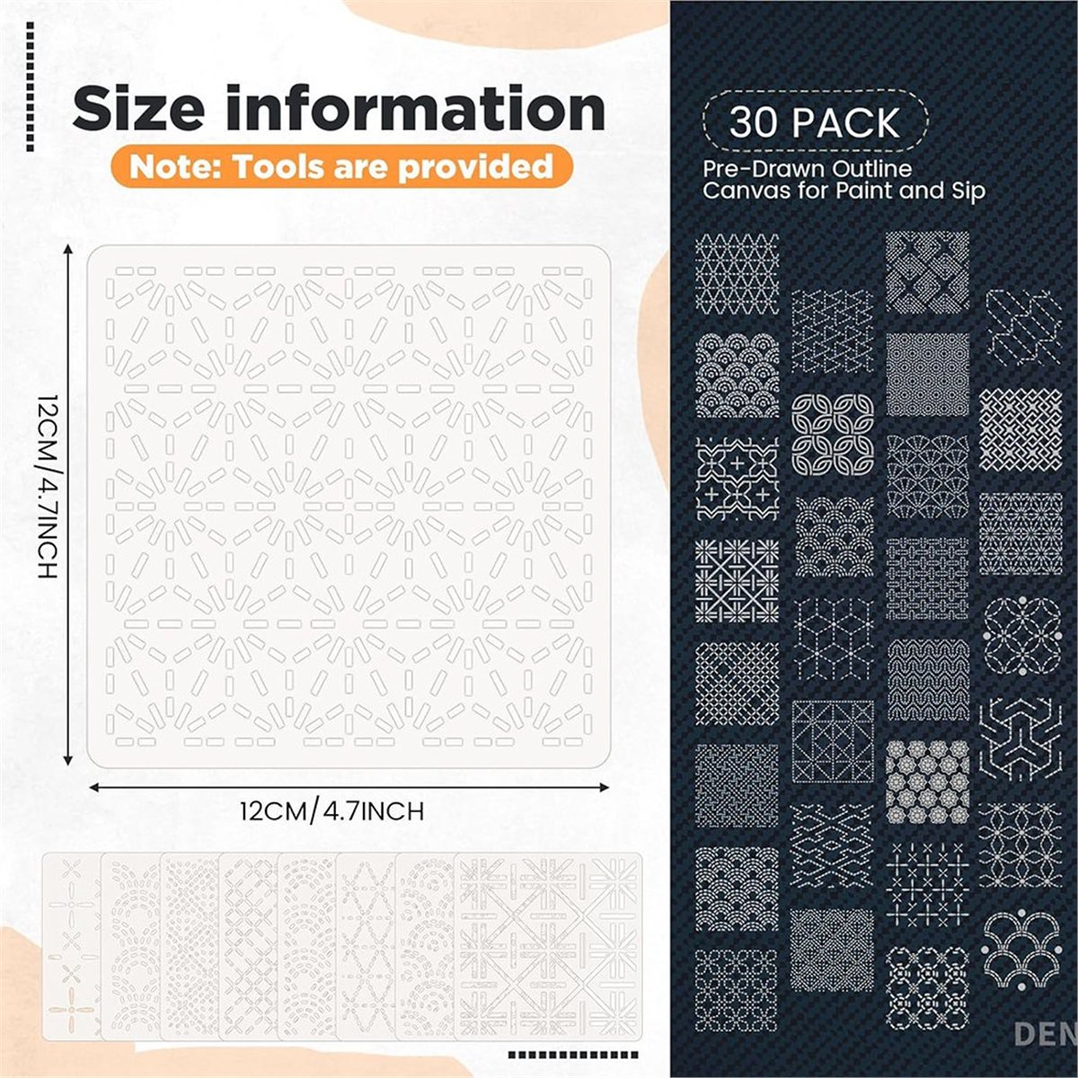 Embroidery X Pattern - 30 Stück Spike-Schablonen 4,7 x 4,7