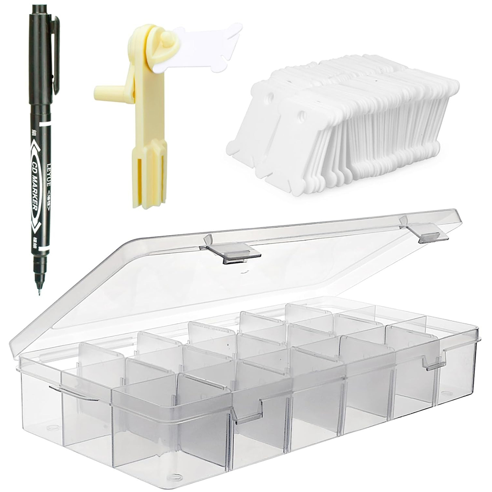 Embroidery Floss - Stickgarn-Organizer mit 18 Fächern, Kreuzstich-Faden-Aufbewahrungsbox &