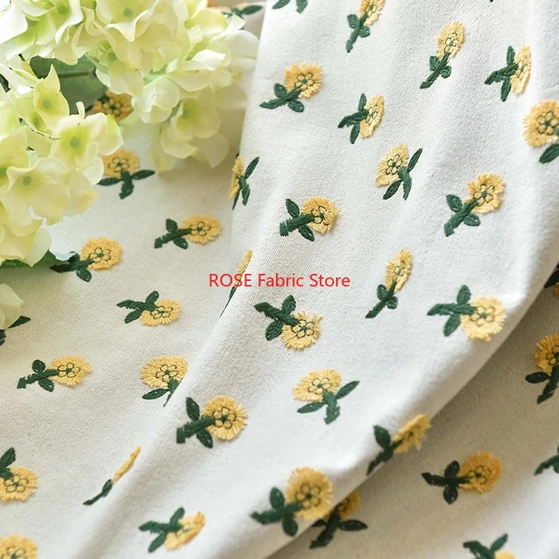 Embroidery Yellow Flower - Ins-inspirierte 3D kleine gelbe Blumenstickerei Baumwolle