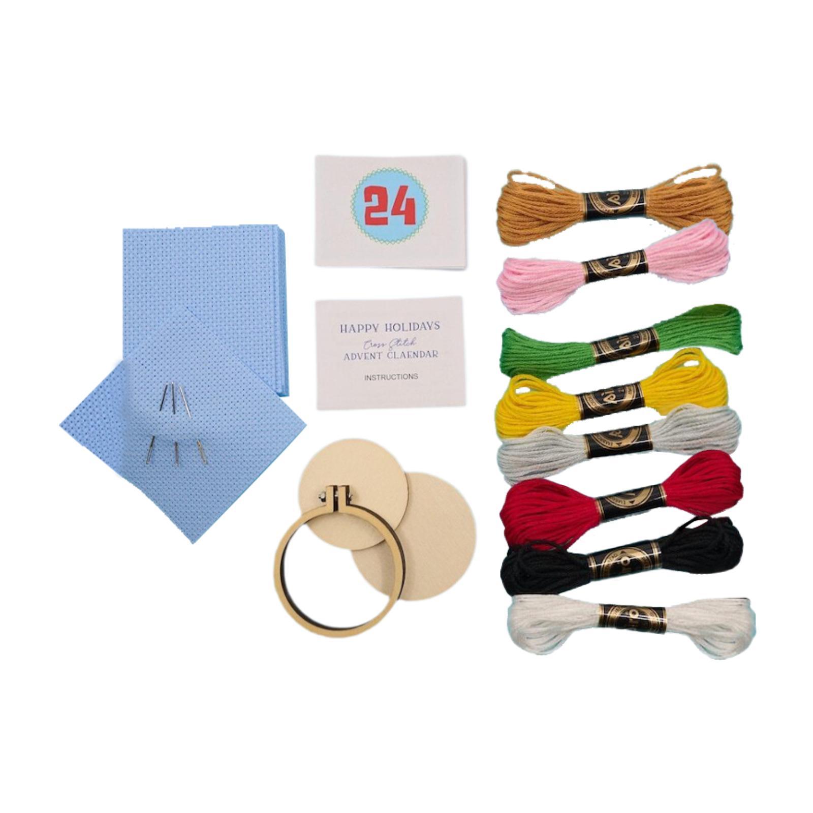 Embroidery Xmas Kits - Weihnachts-Adventskalender, Weihnachts-Stichset, DIY-Handwerk, Handstick-Set, 2024, 24