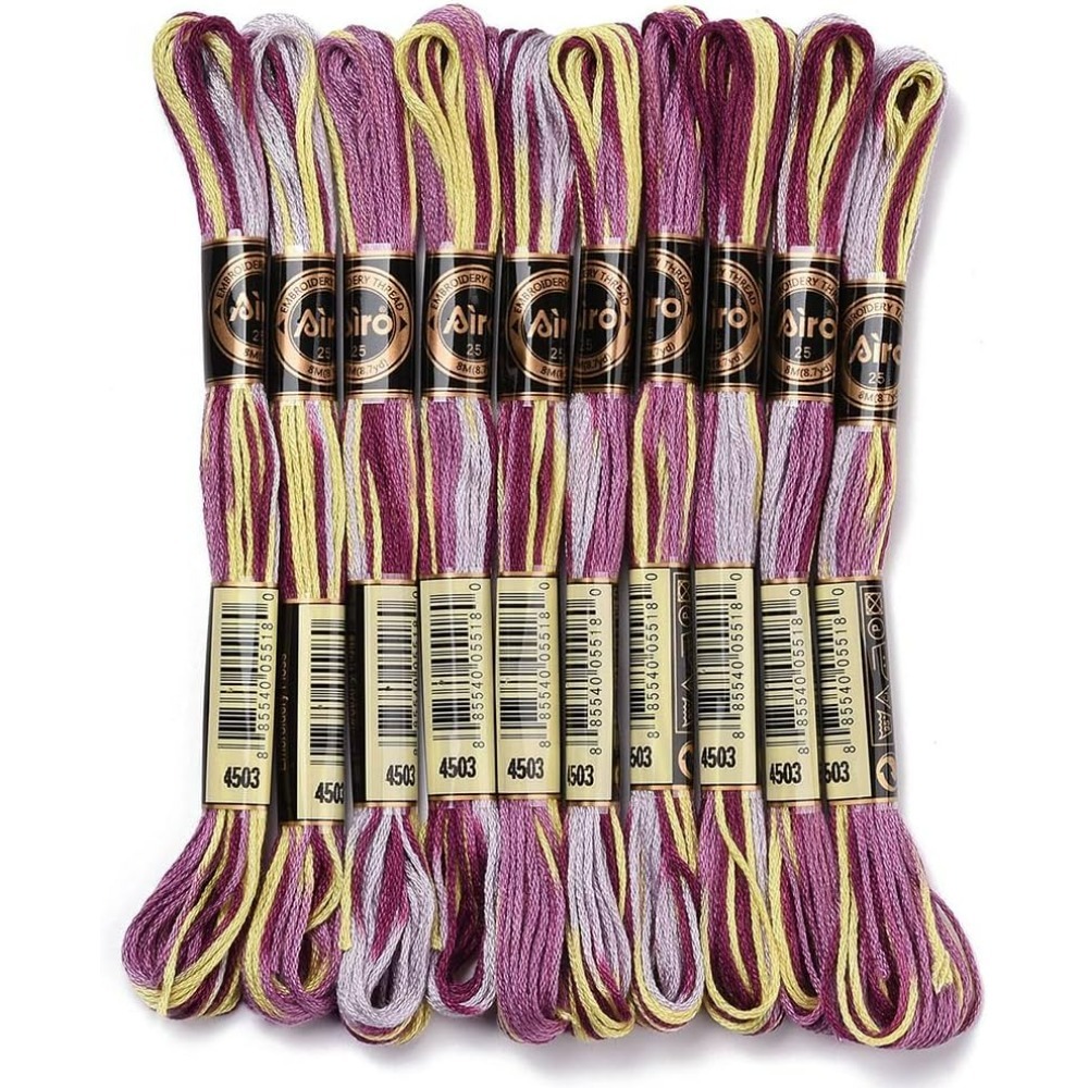 Embroidery Floss - 6-strängige lila bunte Stickgarn mit Farbverlauf,