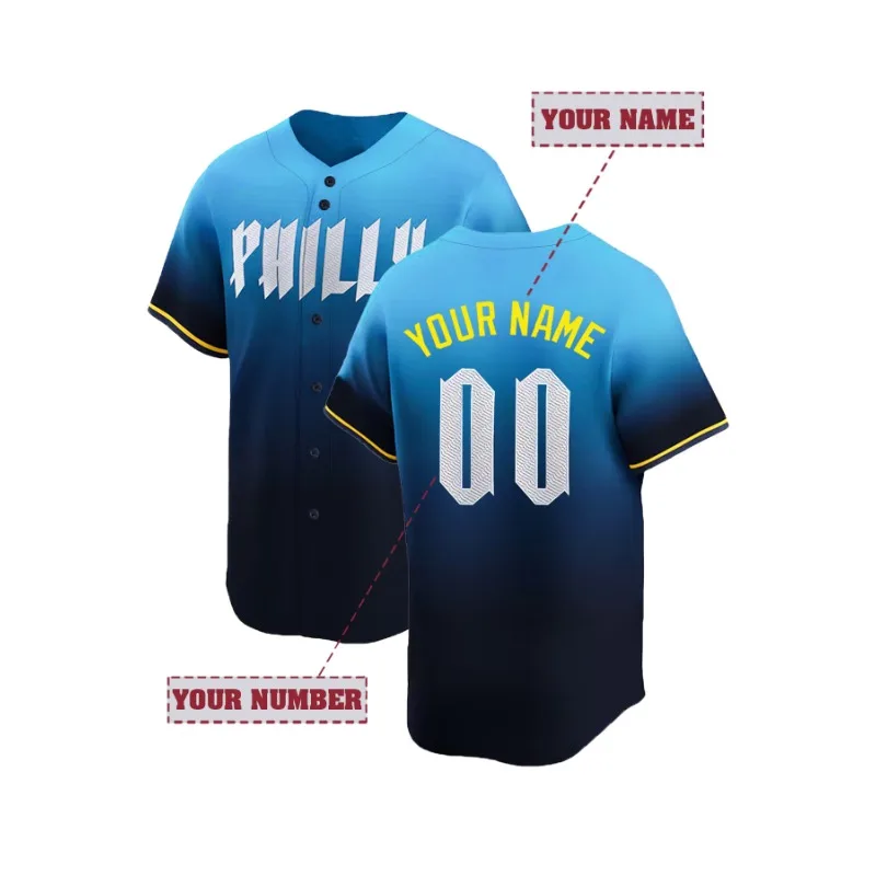 Embroidery Men Shirt - Personalisierter Name und Nummer Herren-Baseballtrikot mit