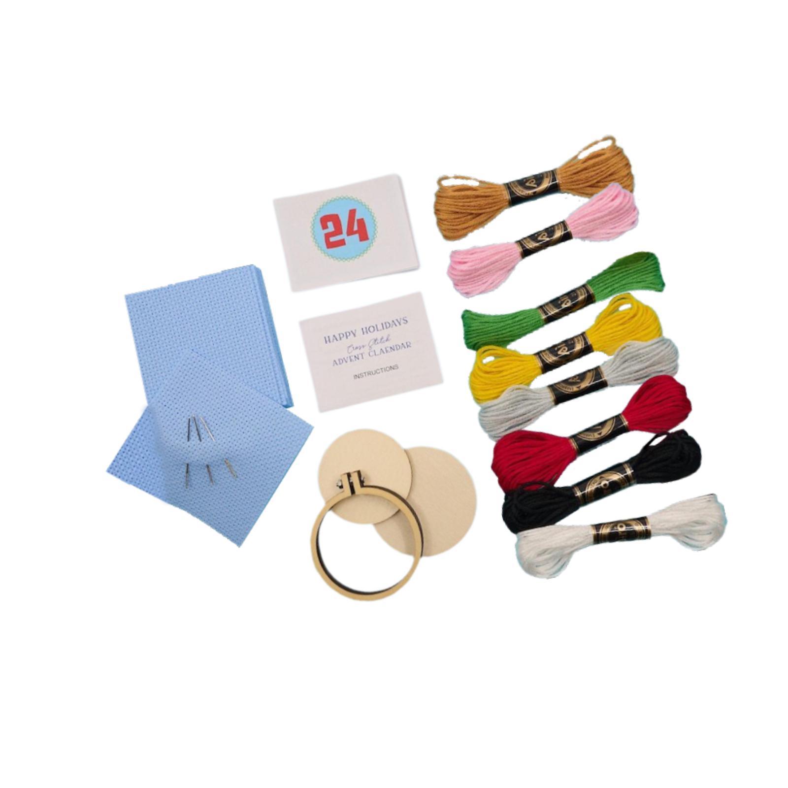 Embroidery Xmas Kits - Weihnachts-Stichset, Weihnachts-Adventskalender, Weihnachtsdekoration, 24-Tage-Stickset für Erwachsene