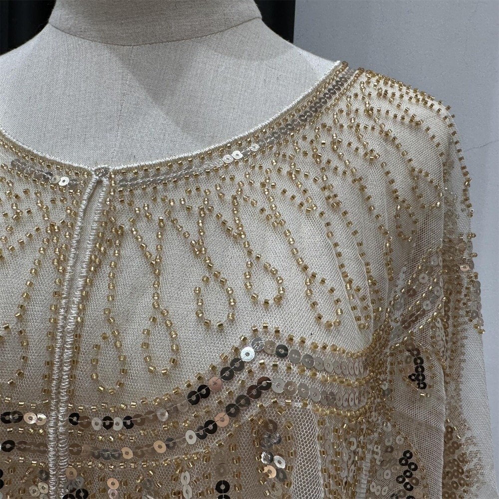 Embroidery Shawl - Modischer 1920er Flapper-Schal mit Blumenstickerei, Kurzer