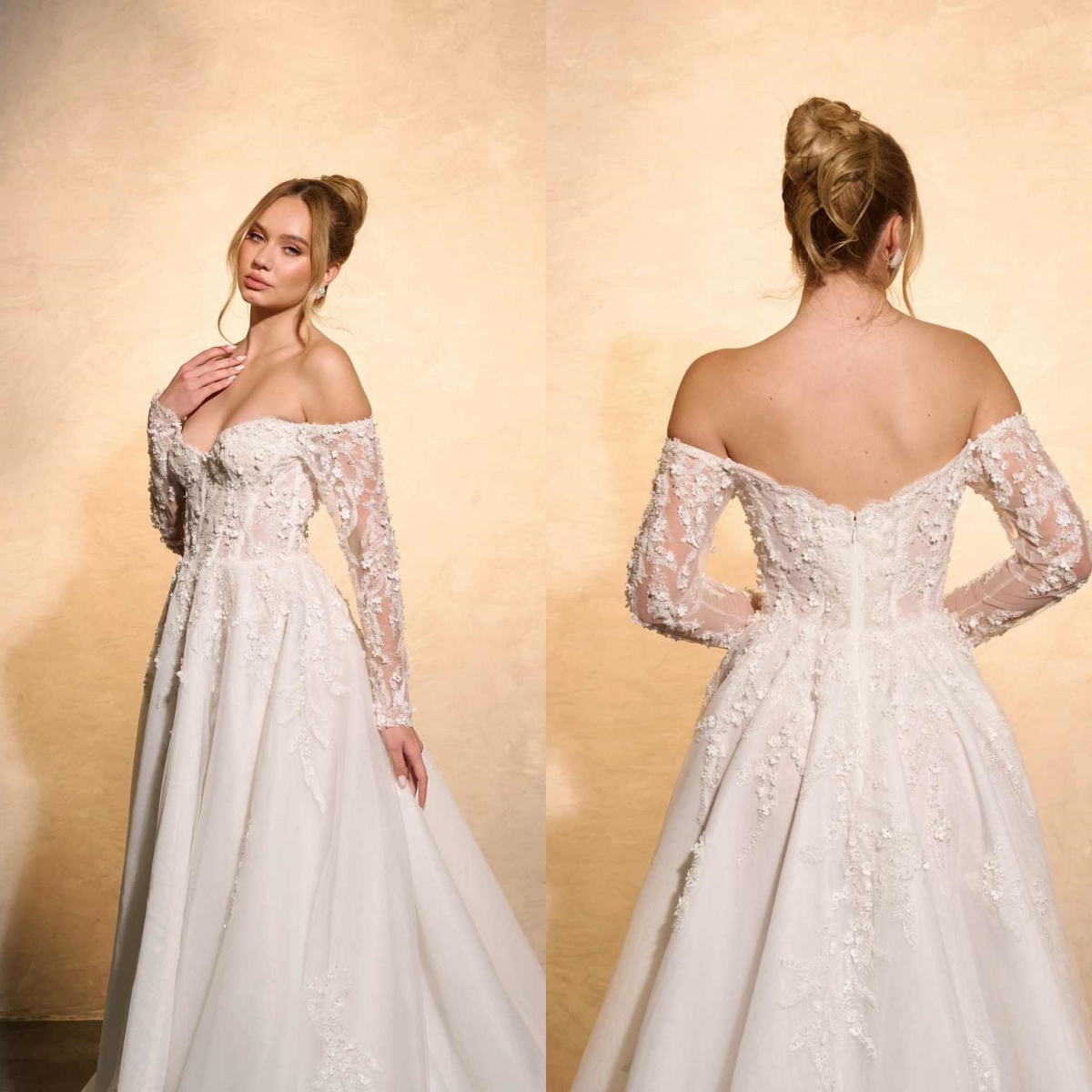 Embroidery Online Designs - Elegantes Hochzeitskleid, A-Linie, Spitze, besonderes Design,