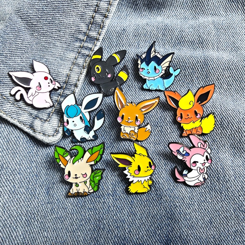 Embroidery Textile - Heiß begehrtes 9-teiliges Anime-Elfen-Broschen-Set: Eevee Emaille-Pins,