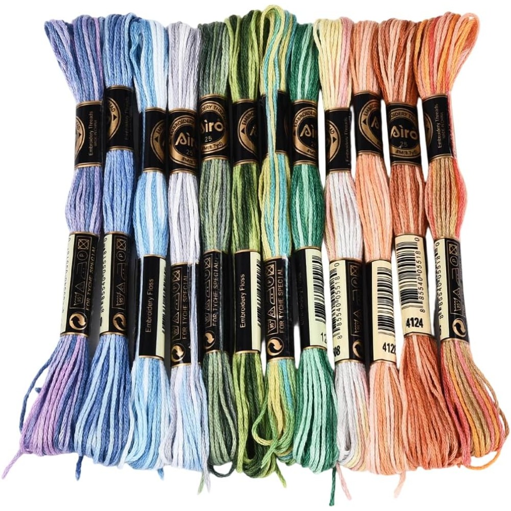 Embroidery Floss - 12 Stränge 105 Yards Kreuzstich-Garn, Mehrfarbiges