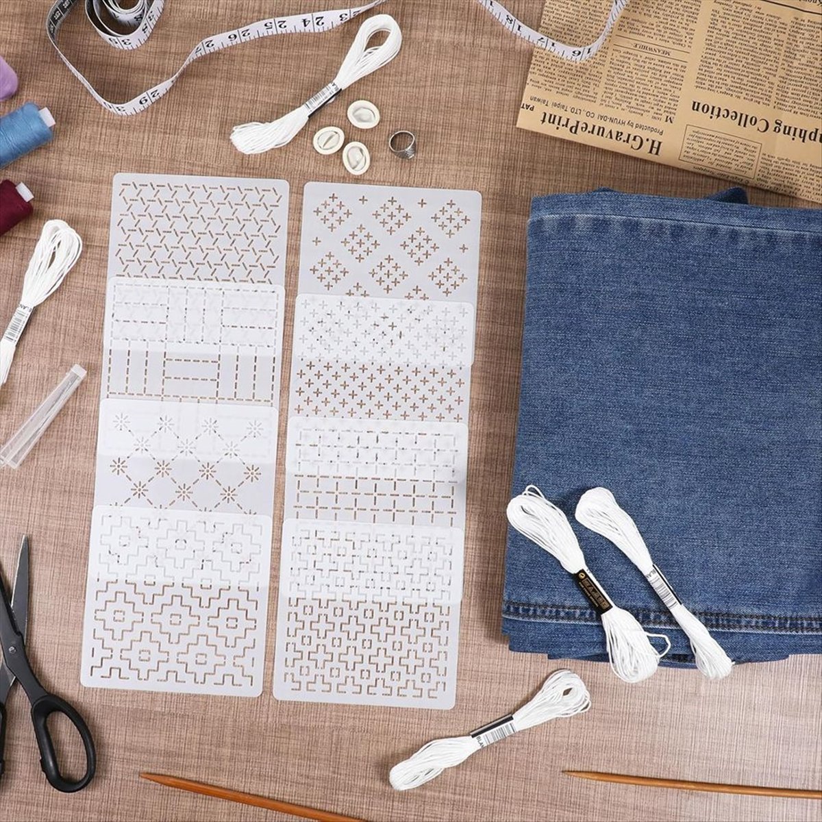 Embroidery X Pattern - AT16 24-teiliges Kunststoff-Schablonen-Set, 4,7 x 4,7