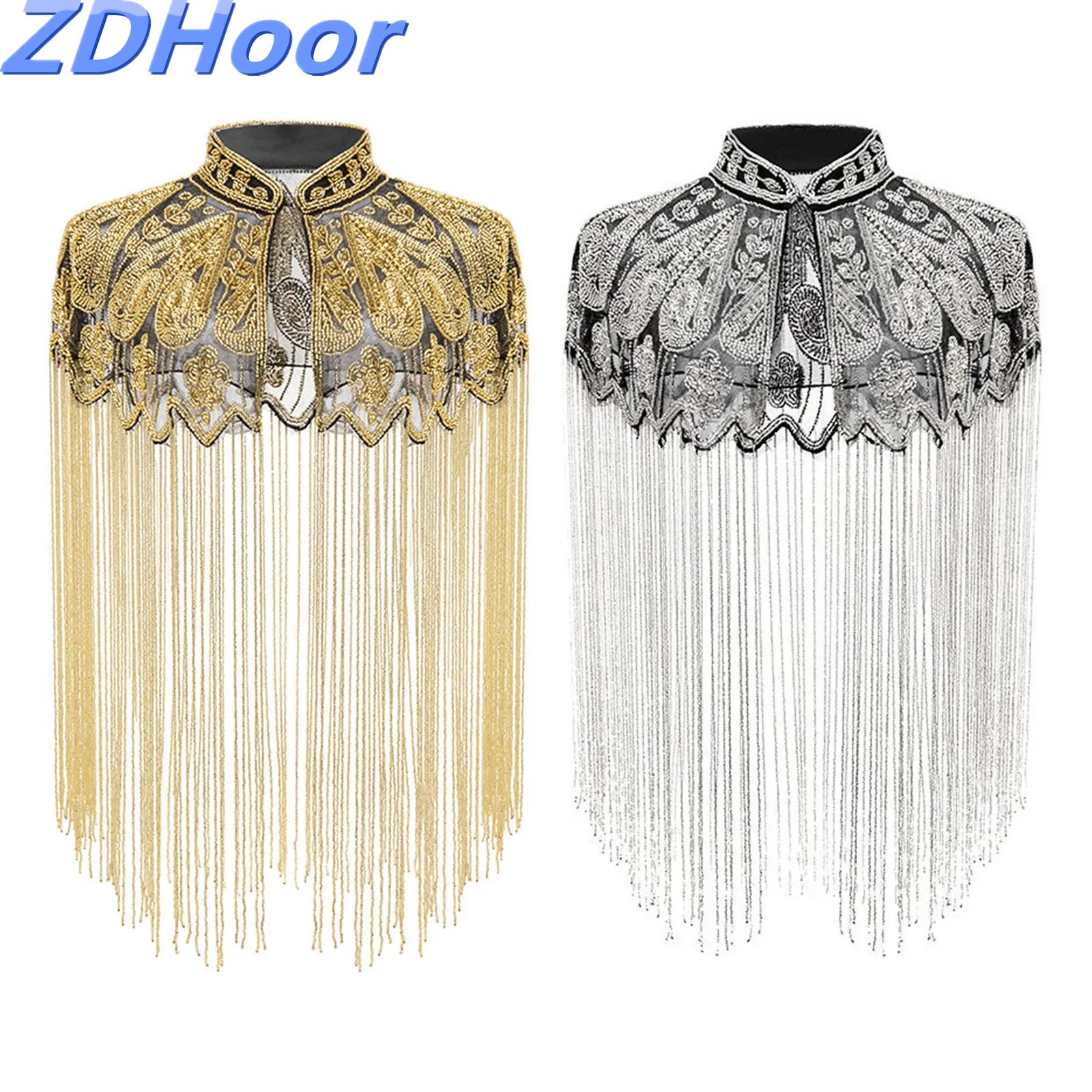 Embroidery Shawl - Pailletten Perlen Abend Cape Frauen Fransen