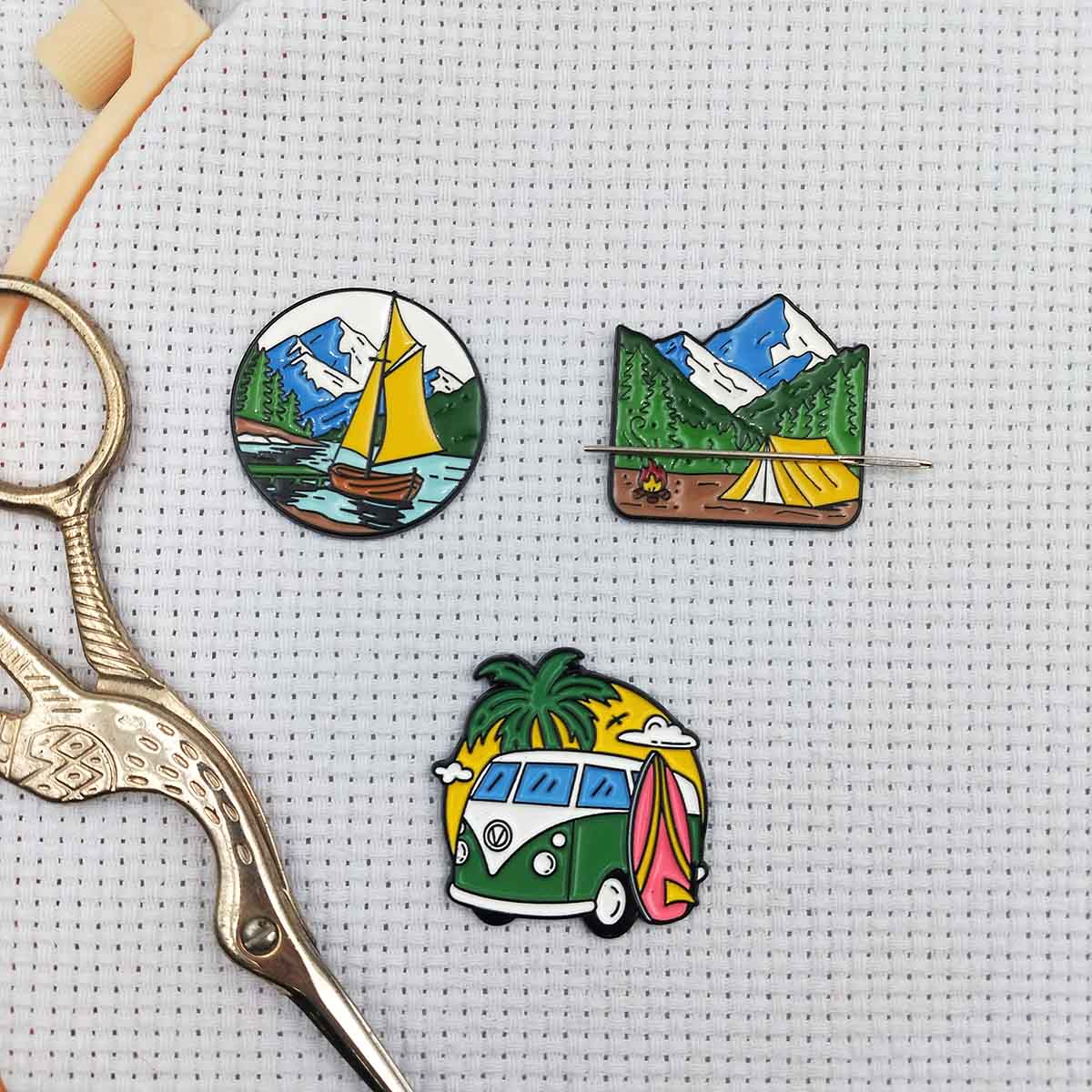 Needle Minder Magnet - Landschafts-Nadelhalter, Natur-Motiv Magnetischer Nadelhalter für Kreuzstich,