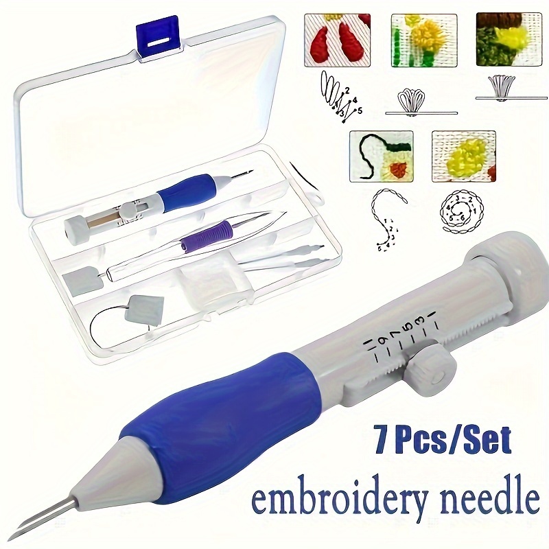Embroidery Service - 7-teiliges Stickerei-Stanznadel-Nähwerkzeug-Set zum Handstricken und Nähen,