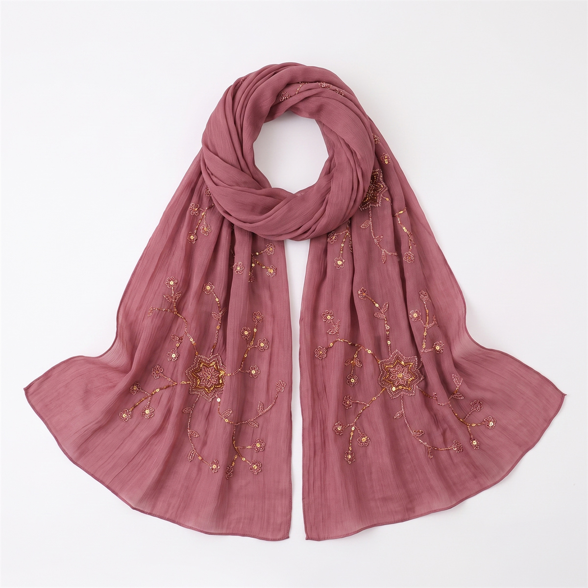 Modischer Crinkle-Hijab-Schal  – Embroidery Shawl Bewertung und Preis