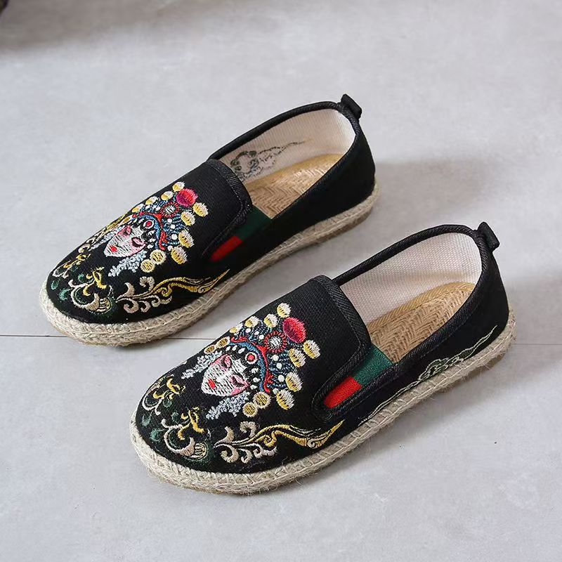 Damen-Stoffschuhe mit flacher  – Embroidery Fabric Bewertung und Preis