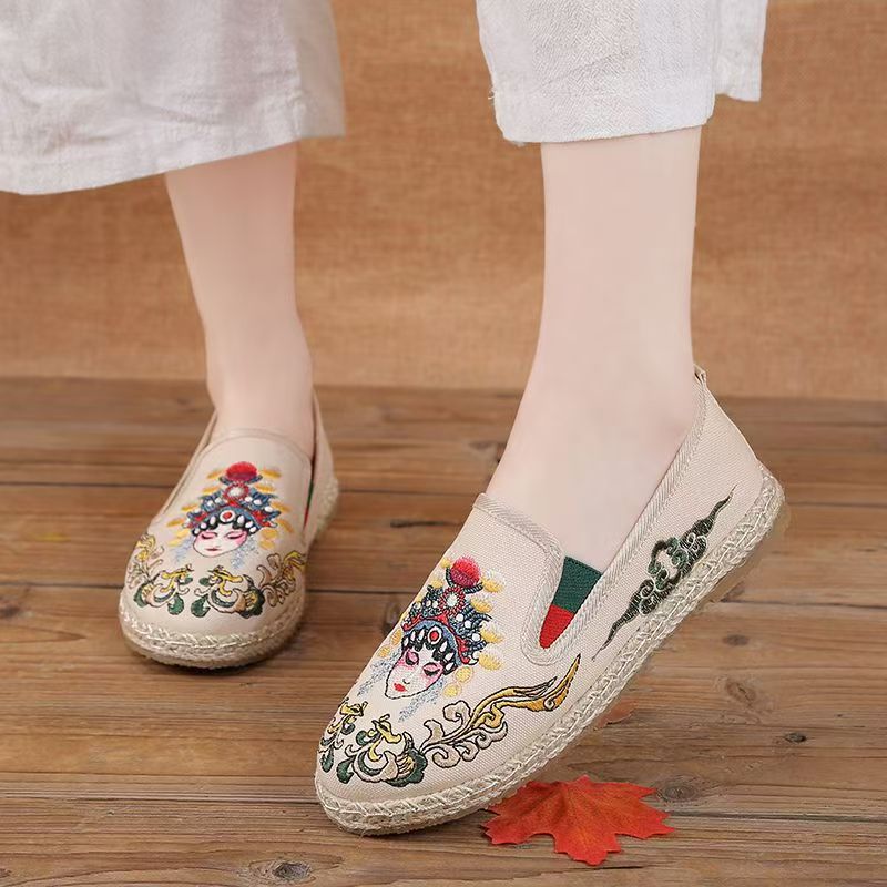Damen-Stoffschuhe mit flacher  – Embroidery Fabric Bewertung und Preis