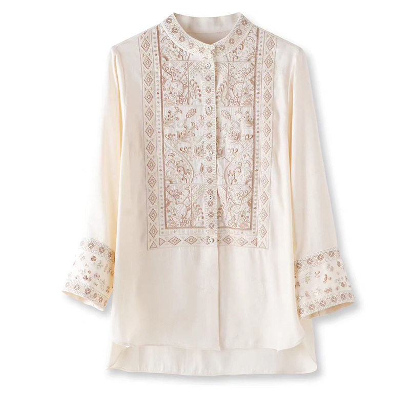 Sommer Seide+Viskose Stoff Neu – Embroidery Men Shirt Bewertung und Preis