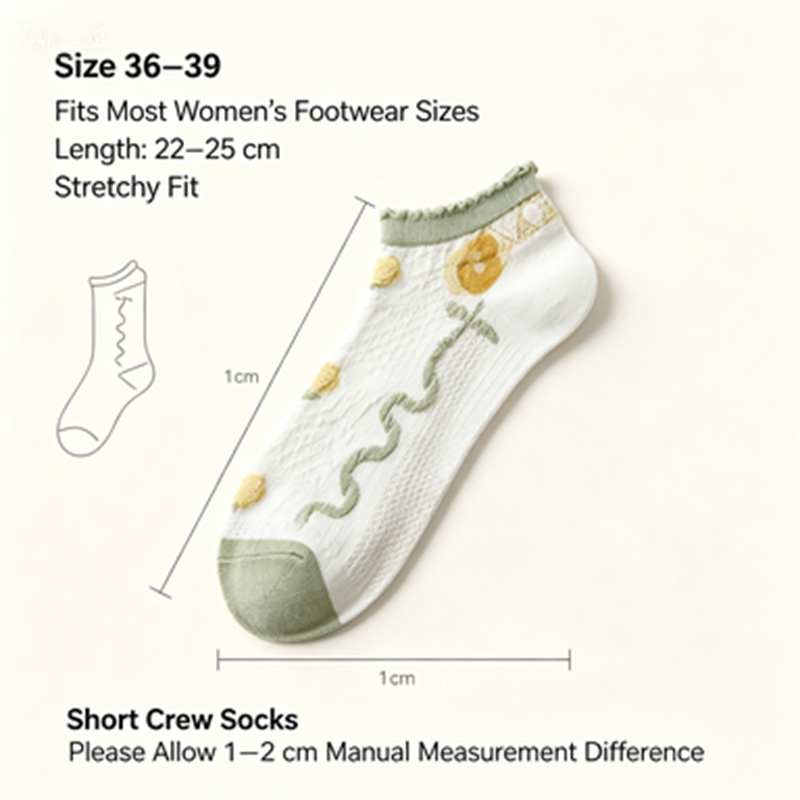 Damen 5 Paar Rüschensocken Atm – Embroidery Yellow Flower Bewertung und Preis