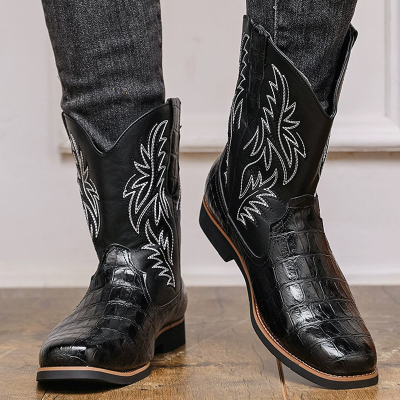 Retro Western Cowboy Stiefel m – Embroidery Fabric Bewertung und Preis