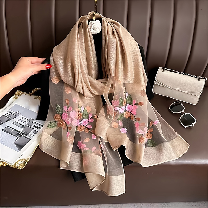 Frauen Seide Wolle Schal Flora – Embroidery Shawl Bewertung und Preis