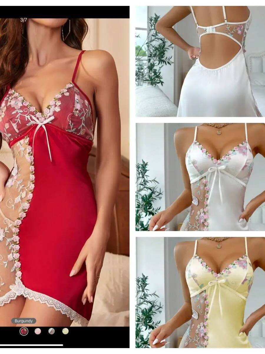 Satin-Nachthemd mit Blumenstic – Embroidery X Pattern Bewertung und Preis