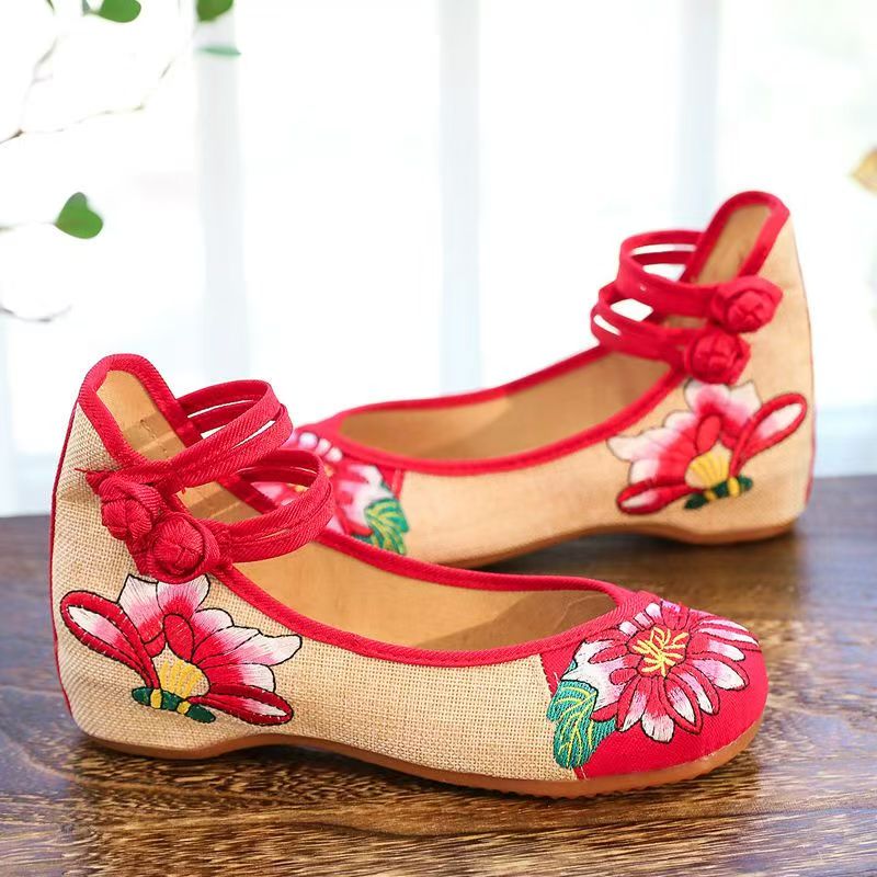 Damen Keilabsatz-Schuhe mit St – Embroidery Fabric Bewertung und Preis